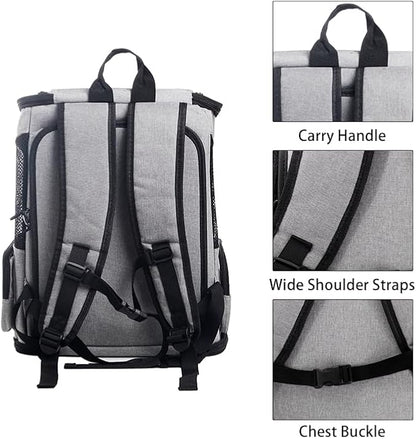 Expandable Cat Carrier Backpack, Large Soft Airline Approved Collapsible Pet Bag for Small Dogs Puppies Medium Cats, Breathable Portable Travel Bags for Hiking
