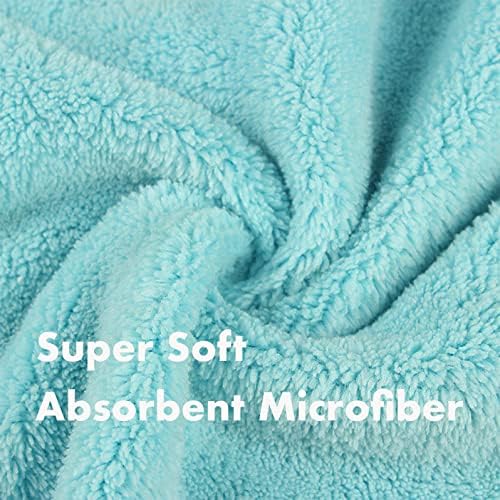 Pawyee Super Soft Fast-Drying Dog Towel Set for Cold Weather, Beach, Pool - Adjustable Microfiber Bath Robe with Drying Gloves for Cats and Dogs (M, Blue Dino)