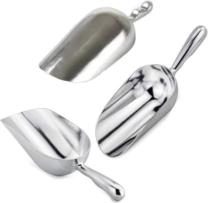 Ice Cube Endurance Scoop, Cast Aluminum Shovel Scoops Kitchen Utility Scoops Set Contoured Handle，Ideal for Ice Cube Coffee Bean Food Candy Flour Popcorn Rust Free (5oz Silver)