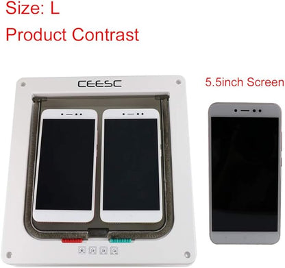 CEESC Cat Flap Door Magnetic Pet Door with 4 Way Lock for Cats, Kitties and Kittens, 2 Sizes and 2 Colors Options (L- Inner Size: 7.08"(W) x 7.48"(H), White)