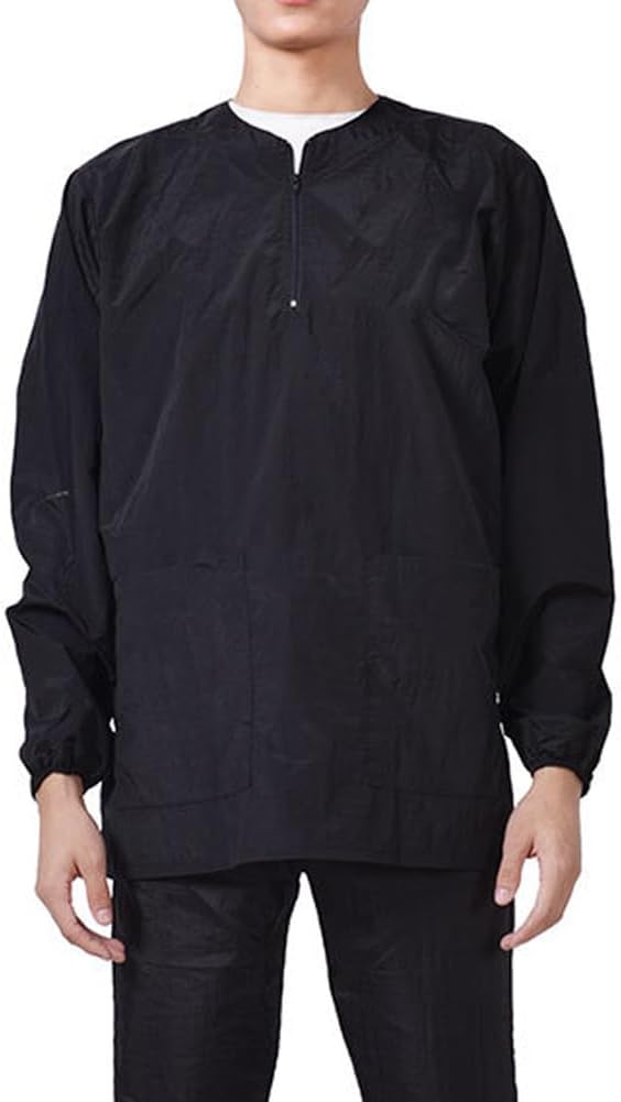 Dog Grooming Smock for Men Women, Anti-Static Smock for Pet Shop Dog Cat Grooming Bathing, Long Sleeves, Water Resistant and Hair Proof, (Solid Black XL)