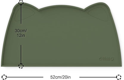 OHMO - Cat Food Mat, Silicone Pet Feeding Mat for Floor Non-Skid Waterproof Dog Water Bowl Tray, Easy to Clean Pet Placemat