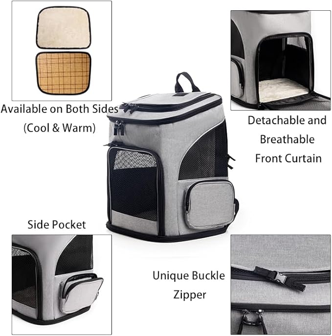 Expandable Cat Carrier Backpack, Large Soft Airline Approved Collapsible Pet Bag for Small Dogs Puppies Medium Cats, Breathable Portable Travel Bags for Hiking