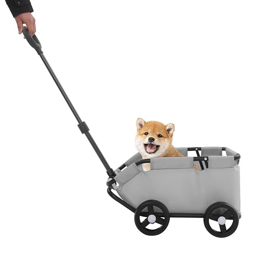 Dog Stroller, Foldable Multifunctional Pet Carts Portable Mini Dog Strollers with 4 Wheels & 360° Rotatable Handle for Small Cats Dogs Puppy Up to 16.53 LBS (Grey)