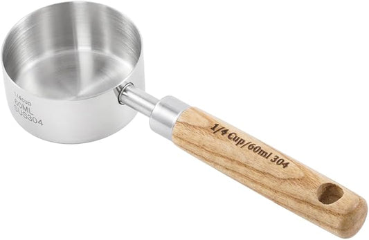 Stainless Steel Pet Food Scoop – Measuring Cup for Dogs & Cats, 304 Stainless Steel, with Precision Scale Markings (1/4Cup(60ml))
