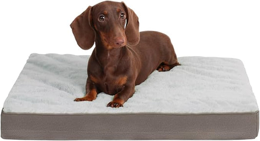 KSIIA Orthopedic Dog Crate Bed Waterproof Dog beds for Small Dogs Deluxe Plush Washable Pet Mat with Egg Crate Foam & Removable Cover, 21 x 13 Inch, Gray