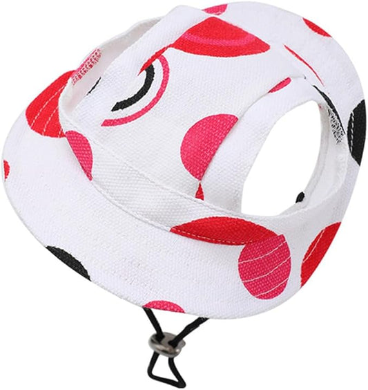 Round Brim Princess Hat Visor Hat Pet Dog Mesh Porous Sun Hat with Ear Holes for, Extra Dog Teddy, Pug, Chihuahua, Shih Tzu, Yorkshire Terriers, Papillon Z-2-red+White Large