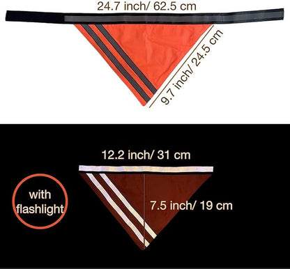 Reflective Dog Bandana Velcro Safety Scarf 2 Pack Orange Dog Reflective Gear