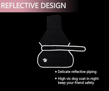 Geyecete Dog Winter Coat Geyecete Greyhound Raincoat Fabric with Lamb Velvet Inside Outdoor Dog Apparel with Adjustable Bands for Medium, Large Dog-Black-XL
