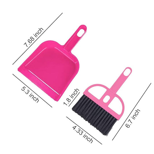 WishLotus Mini Dustpan and Brush Set, Portable Exquisite Pet Waste Cleaning Kit, Hamster Sand Scooper Cage Cleaning Tool for Small Pets Guinea Pigs Hedgehogs Hamsters Chinchillas Rabbits (Pink)