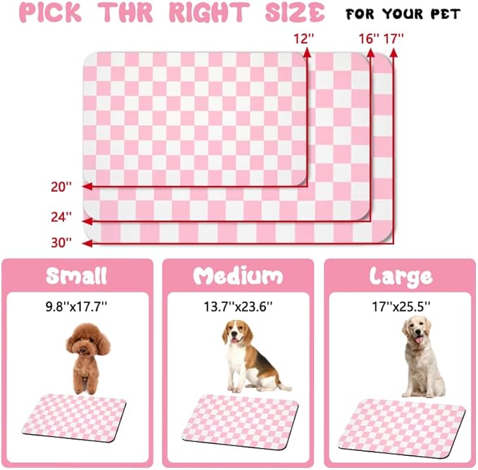 Dog Food Mats for Floors Waterproof, Pet Water Bowl Mats Pet Feeding Absorbent Placemats Plaid 24 * 32 inch