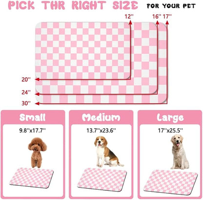 Dog Food Mats for Floors Waterproof, Pet Water Bowl Mats Pet Feeding Absorbent Placemats Plaid 12 * 20 inch