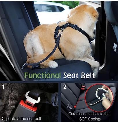 Dog Seat Belt, Safety Vest Dog Car Harness with Adjustable Buckle Dog Seat-Belt for Vehicle Nylon Pet Safety Seats Belts Heavy Duty(XL, Magenta)