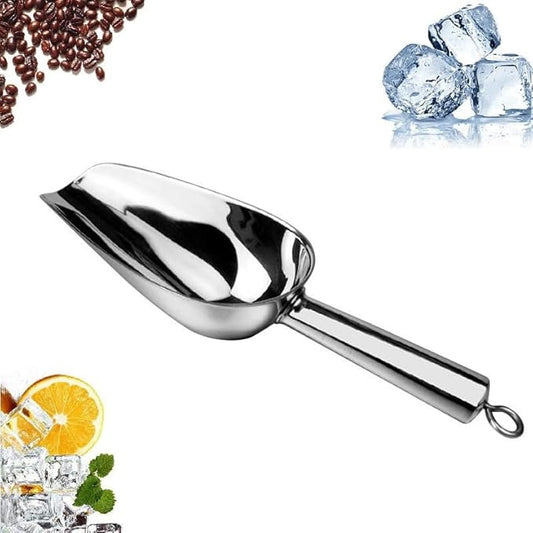 Set of 3 Ice Scoop, Plastic Kitchen Ice Scoop for Canisters or Ice Maker, Food Scoops for Canisters, Freezer, Flour, Dry Foods, Coffee Beans, Pop Corn, Pet Dog Cat Food (Stainless Steel-S)