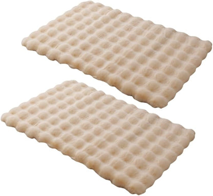 SHENGOCASE Pet Cushion Pad, 15.7 x 23.6 inches, 2-Pack, Faux Fur Dog Cat Kneading Pillow, Washable Crate Mat, Beige