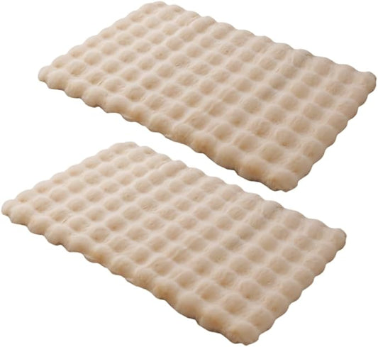 SHENGOCASE Pet Cushion Pad, 15.7 x 23.6 inches, 2-Pack, Faux Fur Dog Cat Kneading Pillow, Washable Crate Mat, Beige