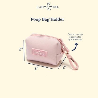 Lucy & Co. Rosewater Everyday Dog Poop Bag Holder - Cute Designer Pet Waste Bag Dispenser, One Size, Solid Light Pink