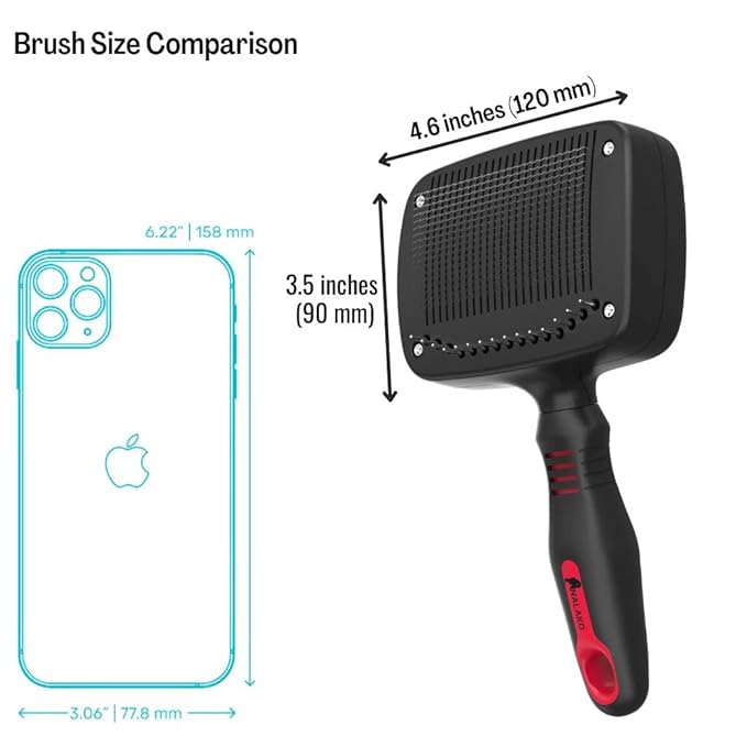 Premium Self-Cleaning Dog & Cat Grooming Brush – 2-in-1 Slicker & Undercoat Rake for Medium to Long Fur – Dual-Action Pet Hair Removal & De-Shedding Comb with Comfort Grip – Black/Red