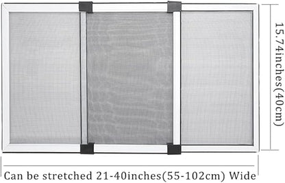 FLYZZZ 4 Packs Adjustable Window Screen Horizontal (15.74''H x 21''-40''W) Expandable Window Screen Medium Replacement for Home