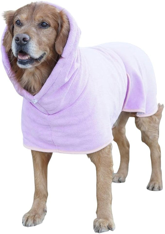 Dog Drying Coat with Hood, Adjustable Soft Wrap Bathrobe with Buckle, Super Absorbent Fast Drying Tower for Small, Medium, Large Dog Cats (X-Small, Purple)