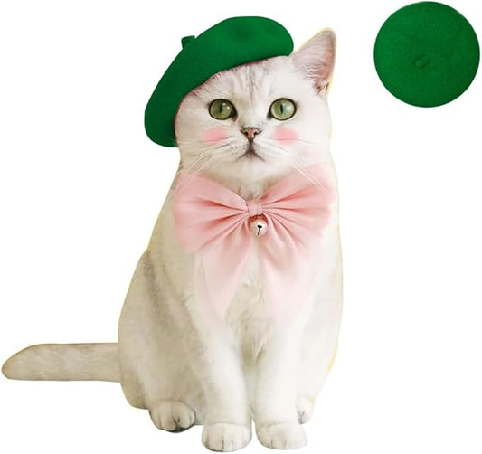 Dog Beret Hats Cats Hats Fashion Four Seasons Funny Comfortable Winter Pet Hat (Green)