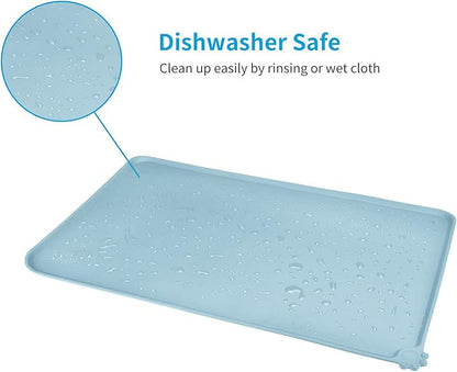 AUDWUD Silicone Waterproof Pet Feeding Mats,Anti Slip Bowl Pad,Dog Mat for Food and Water