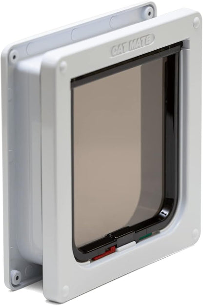 Cat Mate 4-Way-Locking Cat Flap Bundle, Includes Pet Door (235) & Wall Liner (303) - Secure Lockable Door for Small to Medium Sized Cats, for UPVC, Wood and Wall, White