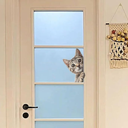 Peeping Cat Door Decal - Funny Removable Vinyl Sticker for Glass Door & Window, Cute Animal Privacy Wall Art, Waterproof Home Decor for House, Apartment Z-115