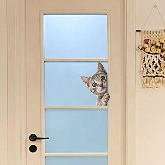 Peeping Cat Door Decal - Funny Removable Vinyl Sticker for Glass Door & Window, Cute Animal Privacy Wall Art, Waterproof Home Decor for House, Apartment Z-115