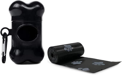 Dog Poop Bags Dispenser with Carabiner Clip, Doggy Poop Bag Holders for Leashes Include 1 Roll (15 Bags) Leak-Proof Large Lavender Scented Doggie Pet Waste Bags,Dog Accessories, Black