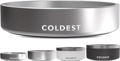 Coldest Dog Bowl - Anti Rust Metal, Non Slip, 3 Layers Insulated Stainless Steel Dog Bowls - Spill Proof & Heavy Duty - Water Bowl for Dogs, Cats, Dish Washer Safe (21 oz, Polished Stainless Steel)