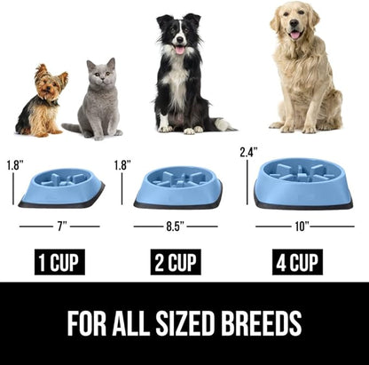 GORILLA GRIP Patented BPA Free Slow Feeder Dog Bowls, Interactive Puzzle Toy for Dogs and Cats Food Training Enrichment, Keeps Pets Busy and Prevents Puppy Overeating, Small Breeds, 1 Cup, Light Blue