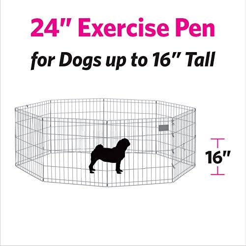 New World by MidWest Homes for Pets 24-Inch Exercise Pen, for Indoor and Outdoor use, 16 Sq Feet of Play, Folding Dog Pen, No Door Design for Maximum Security, Easy to Set Up, Foldable Pet Playpen