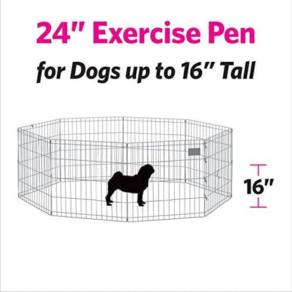 New World by MidWest Homes for Pets 24-Inch Exercise Pen, for Indoor and Outdoor use, 16 Sq Feet of Play, Folding Dog Pen, No Door Design for Maximum Security, Easy to Set Up, Foldable Pet Playpen