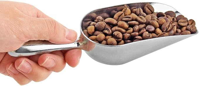 Ice Cube Endurance Scoop, Cast Aluminum Shovel Scoops Kitchen Utility Scoops Set Contoured Handle，Ideal for Ice Cube Coffee Bean Food Candy Flour Popcorn Rust Free (5oz Silver)