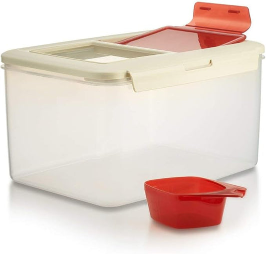 Komax Biokips Extra Large Food Containers, 20lb Food Storage Bins with Lids & Scooper, BPA Free Airtight Kitchen Storage Containers to Store Dry Food, Cat/Dog Food Storage Container (13 x 10 x 7.5)