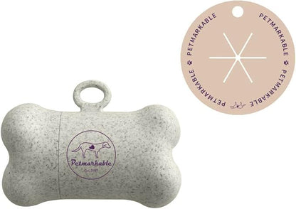Complete Earth-Conscious Dog Waste Kit: Wheat Straw Waste Bag Dispenser with one corn starch 15-bag waste bag roll, Carabiner, Elastic Band for Secure Leash Attachment, Leak-Proof (Beige)