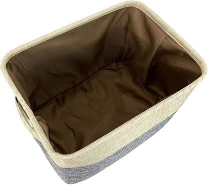 Personalized Foldable Storage Basket with Lovely Dog Yorkie Collapsible Sturdy Fabric Pet Toys Storage Bin Cube with Handles for Organizing Shelf Home Closet, Grey and White