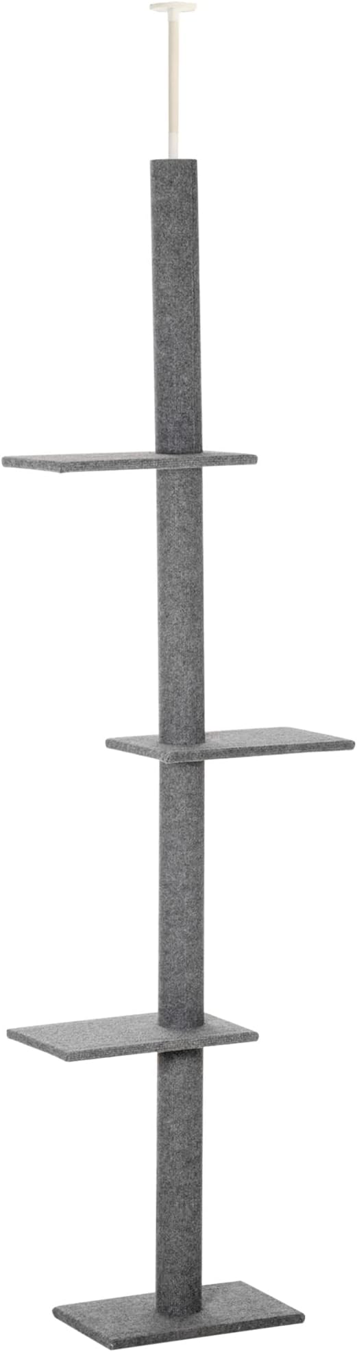 PawHut Floor-to-Ceiling Cat Tree Cat Climbing Tower with Sisal-Covered Scratching Posts Natural Cat Tree Activity Center for Kittens Cat Tower Furniture, Grey