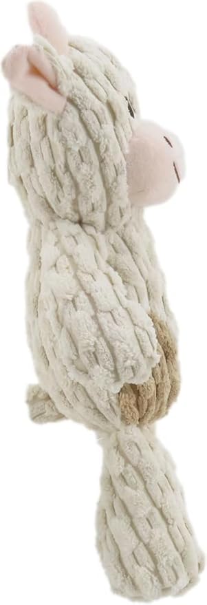Linzy Plush Cow Dog Toy, Soft Squeaky Chew Toy for Small Medium Large Dogs, White and Tan, Interactive Pet Toy, 12 Inch
