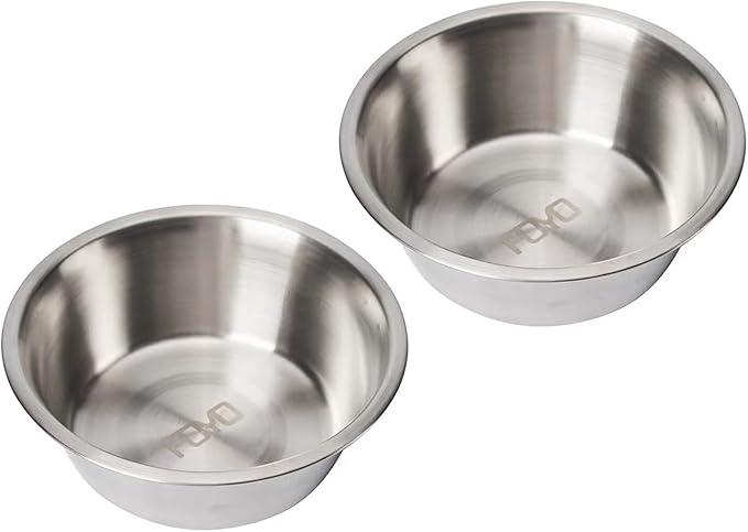 FOYO Stainless Steel Pet Bowls Set - Cat and Dog Small Bowls, 12 OZ Food and Water Dishes, Set of 2