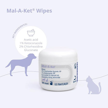 Mal-A-Ket Wipes, 2.25" Round, jar,50 Count (Pack of 2)