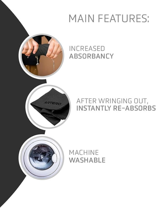 Artero Samba. Ionized Carbon Ultra-Absorbent Towel. Capable of reducing Drying time by 50%.