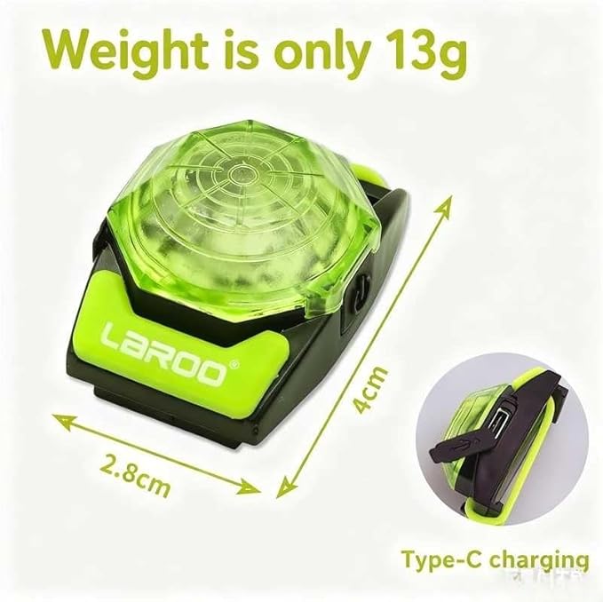 LaRoo Dog Collar Light for Night Walking - USB-C Rechargeable, 13g Ultra Light Waterproof LED Pet Safety Light with 3 Modes, Small Medium Dogs, Anti-Lost Pet Camping Running Essentials (Green)