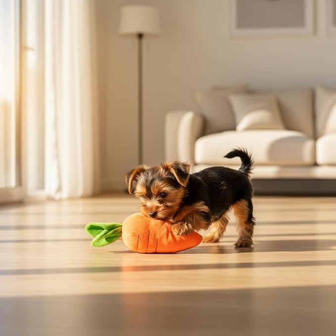 Best Pet Supplies Crinkle Dog Toy for Small, Medium, and Large Breeds, Cute Carrot with Soft Squeaker, Carrot Shape Pet Plush Toy with Sound, Bite-Resistant Soft Comfortable Dog Toys