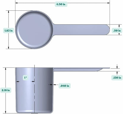 1/3 Cup (80 mL | 2.7 Oz.) Long Handle Plastic Measuring Scoop for Coffee, Protein Powder, Pet Food, Spices, Grains, Dry Goods – Food-Grade BPA-Free (Pack of 25)