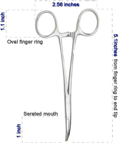 Pets ears/nose hair Puller Straight & Curved full serrated, stainless steel Home Hemostat Locking Forceps, Professional pet grooming tool for cats & dogs 2pcs set