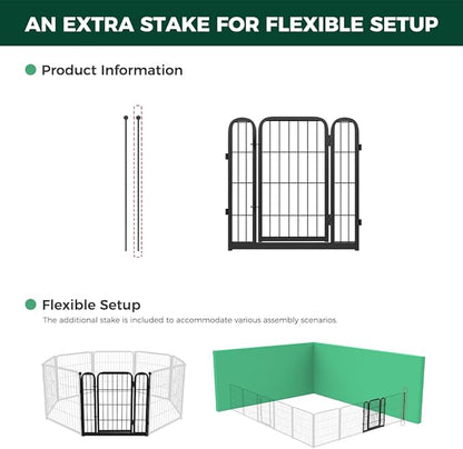 FXW Homeplus Unleashed Dog Playpen Designed for Indoor Use, 1 Add-on Gate, 24" Height for Puppy and Small Dogs, Black │Patented