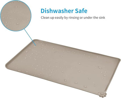 AUDWUD Silicone Waterproof Pet Feeding Mats,Anti Slip Bowl Pad, Dog Mat for Food and Water