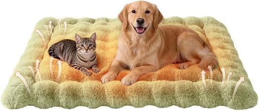 Large Dog Bed Mat, Extra Large Plush Faux Fur Washable Pet Bed for Large Dogs, Non-Slip Fluffy Dog Mat – Machine Washable XL Dog Sleeping Pad for Large Breeds, 35 x 27 Inch Green